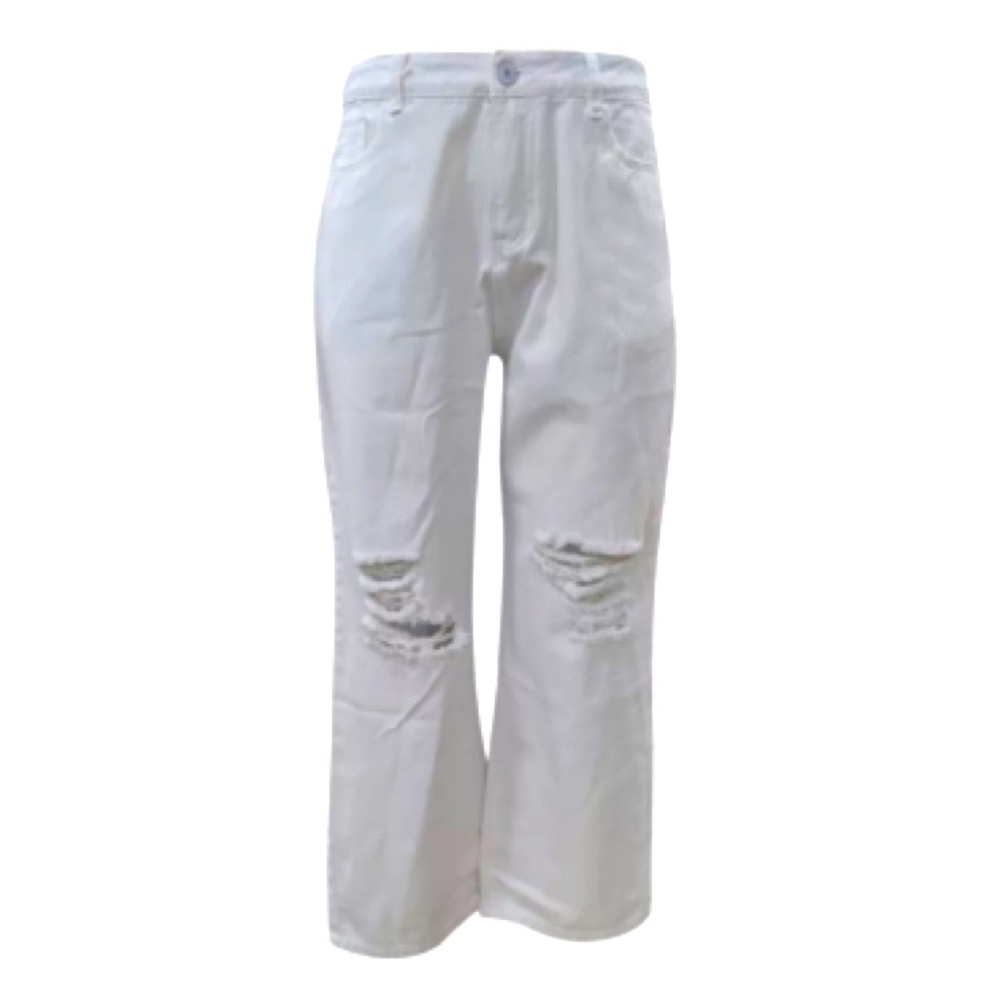White Ripped Mom Jeans